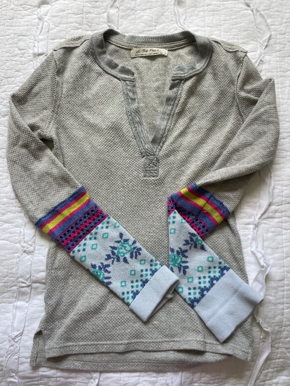 Free People Crochet Long Sleeve Top